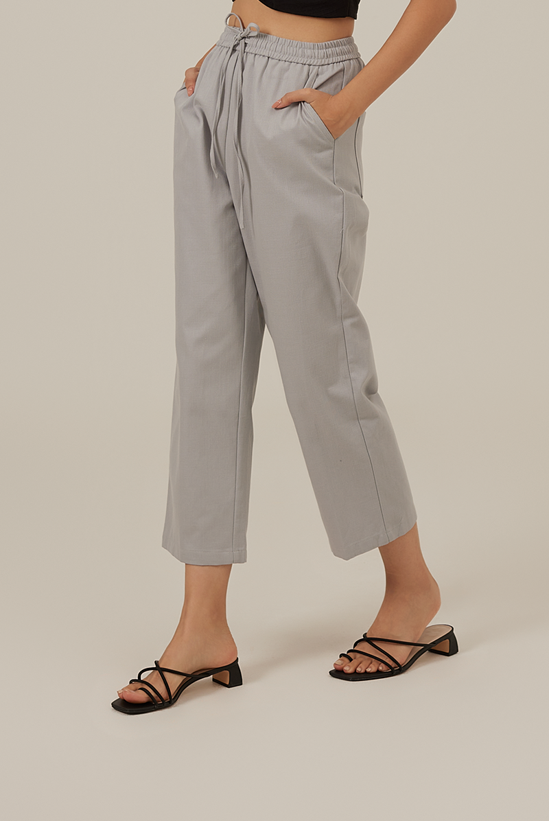 Elmira Drawstring Pants in Dusty Blue