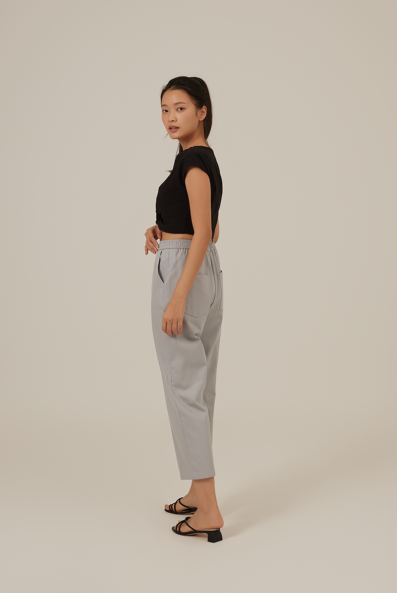 Elmira Drawstring Pants in Dusty Blue