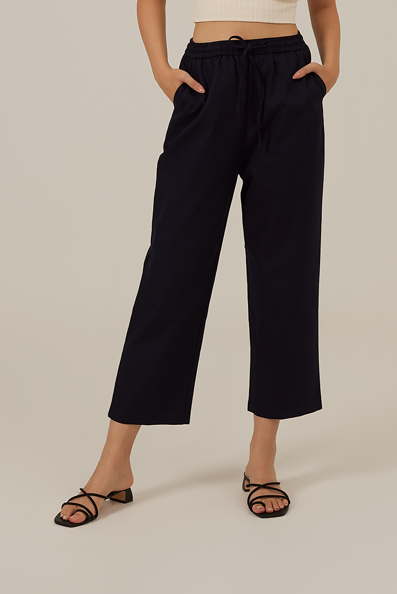 Elmira Drawstring Pants in Navy Blue