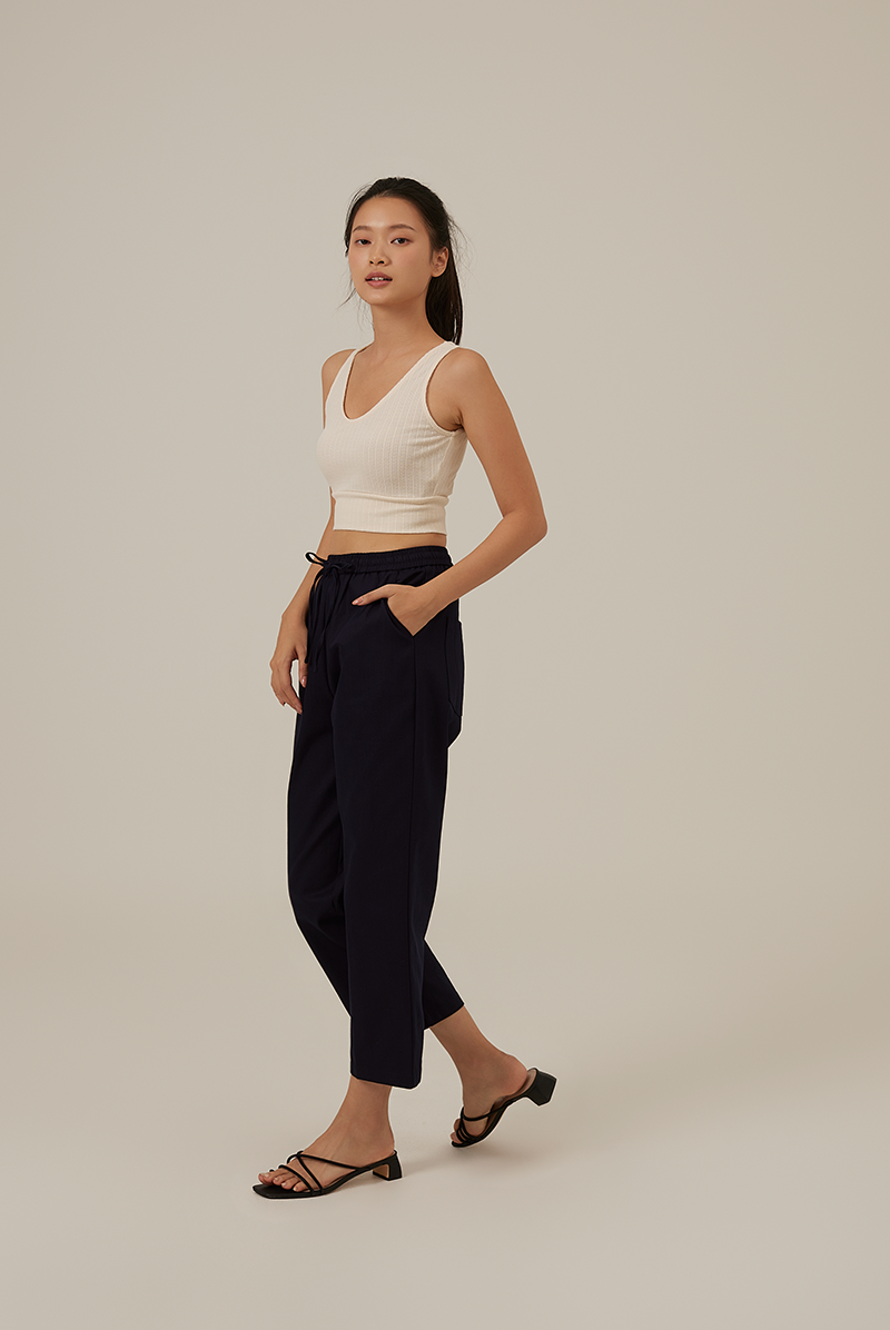 Elmira Drawstring Pants in Navy Blue