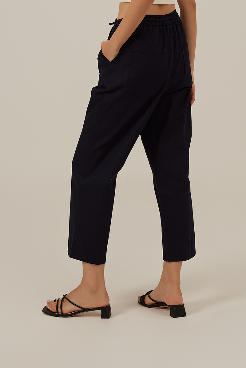 Elmira Drawstring Pants in Navy Blue
