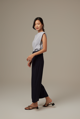 Clare Cuffed Pants in Navy Blue