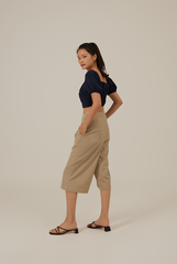 Shaney Wide Leg Culottes in Khaki