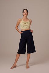 Valeria Wide Leg Culottes in Navy Blue