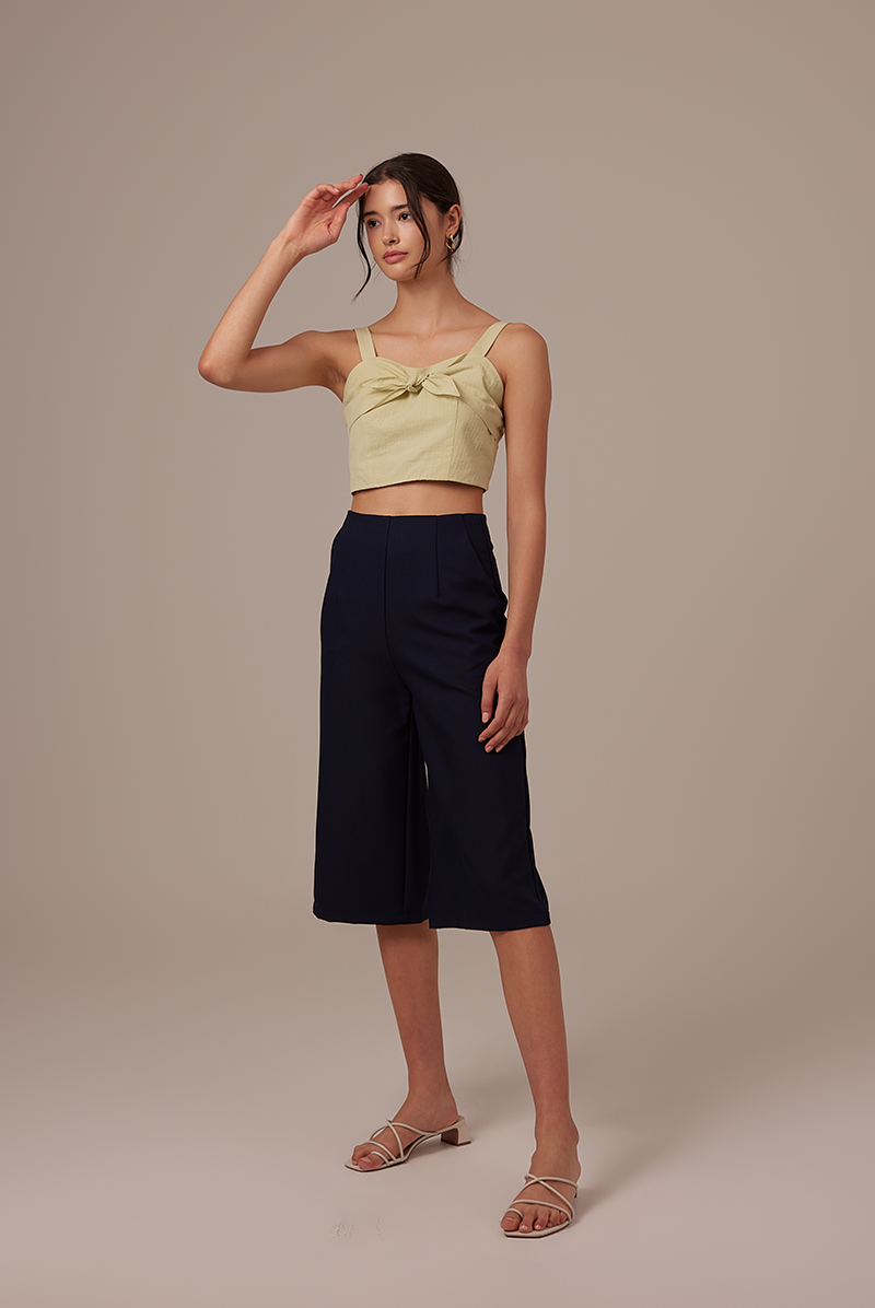 Valeria Wide Leg Culottes in Navy Blue