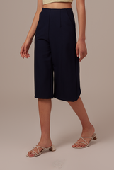 Valeria Wide Leg Culottes in Navy Blue