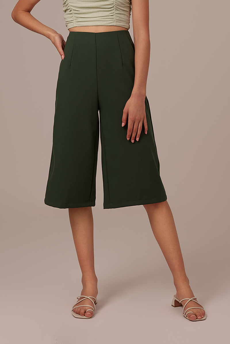 Valeria Wide Leg Culottes in Pine