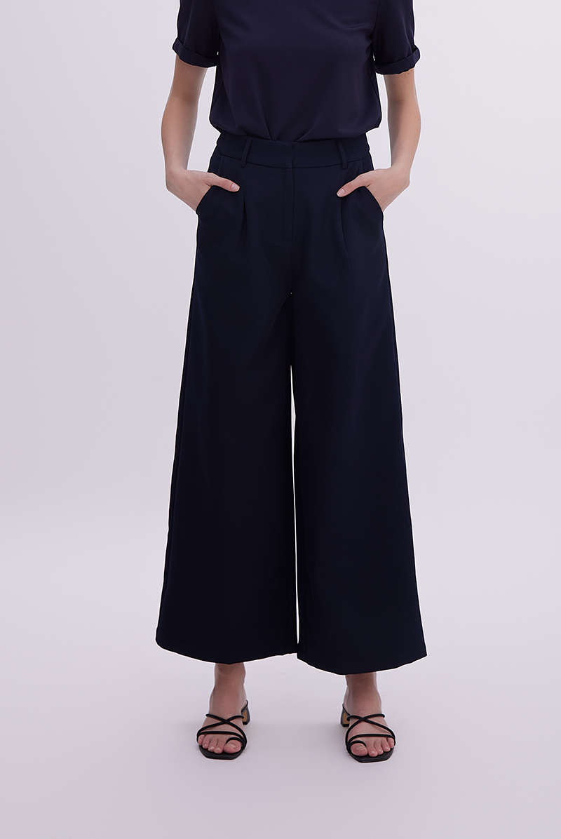 Jada Wide Leg Pants in Navy Blue