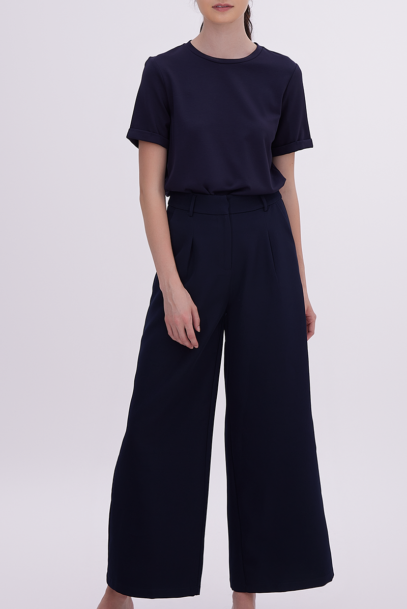 Jada Wide Leg Pants in Navy Blue