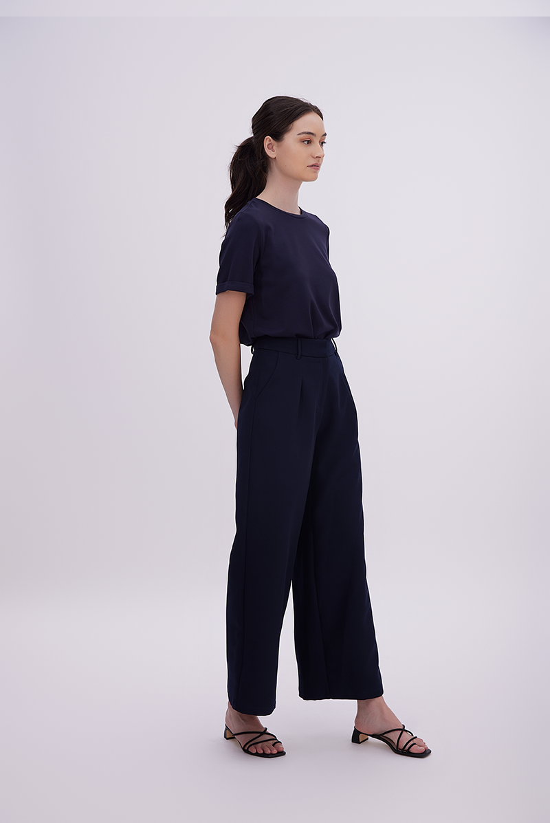 Jada Wide Leg Pants in Navy Blue
