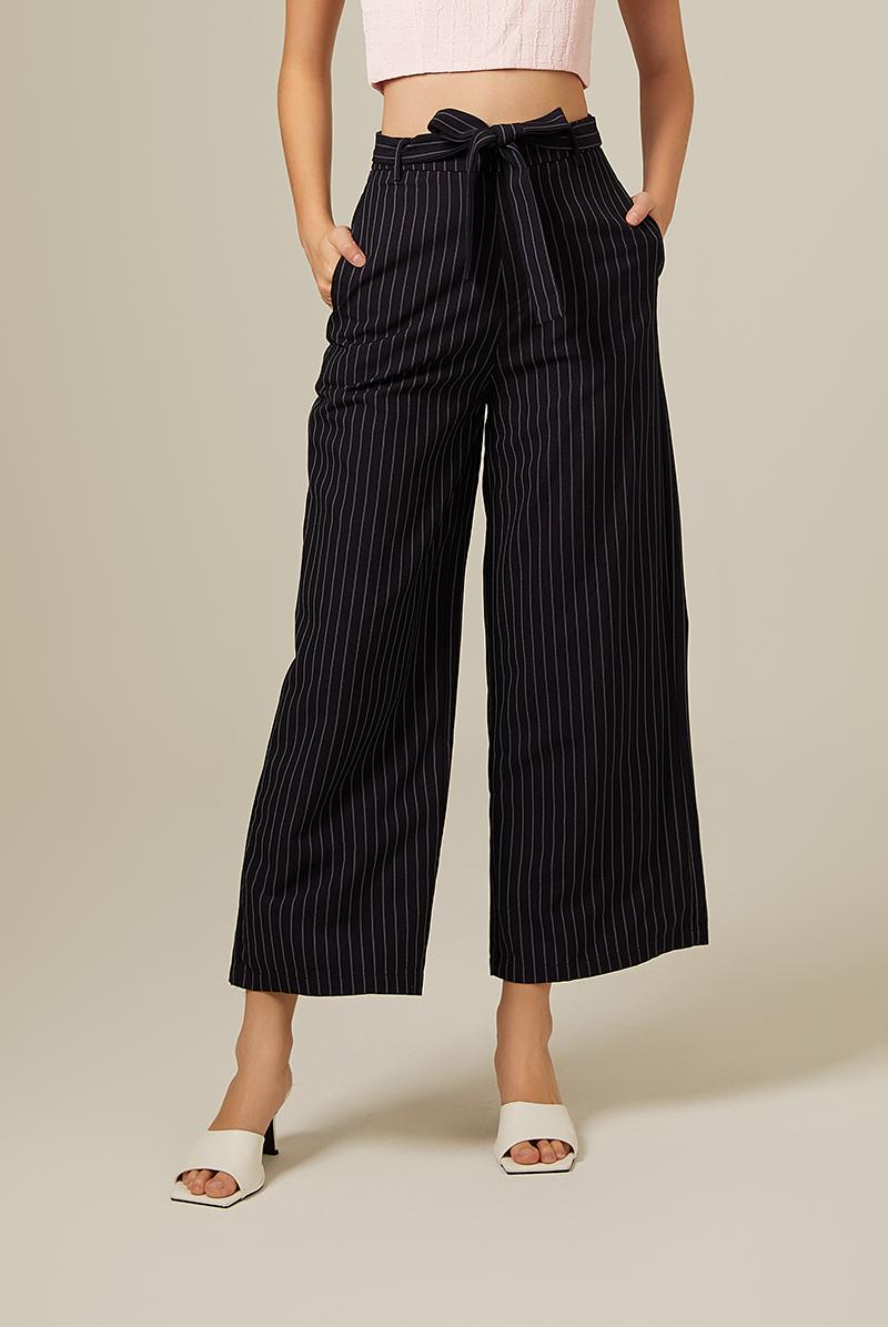 Poris Wide Leg Pants in Navy Blue