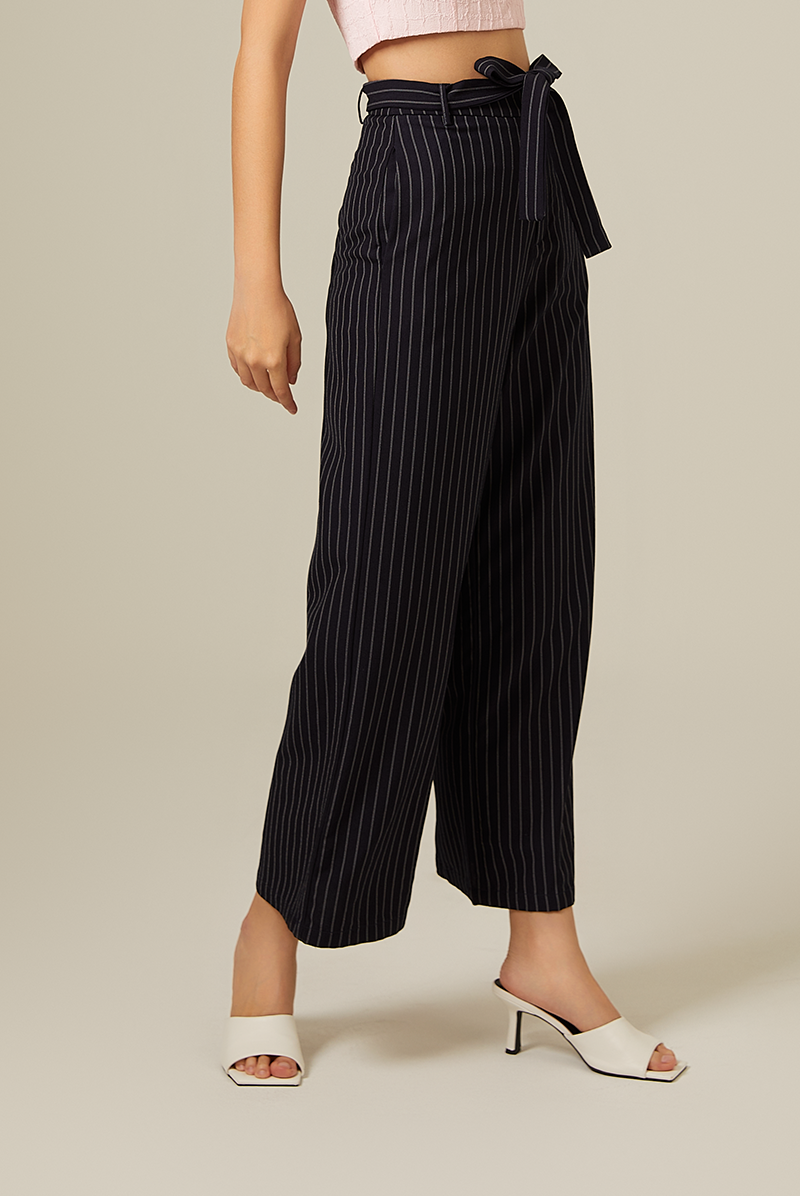 Poris Wide Leg Pants in Navy Blue