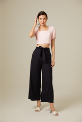 Poris Wide Leg Pants in Navy Blue