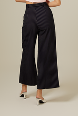 Poris Wide Leg Pants in Navy Blue
