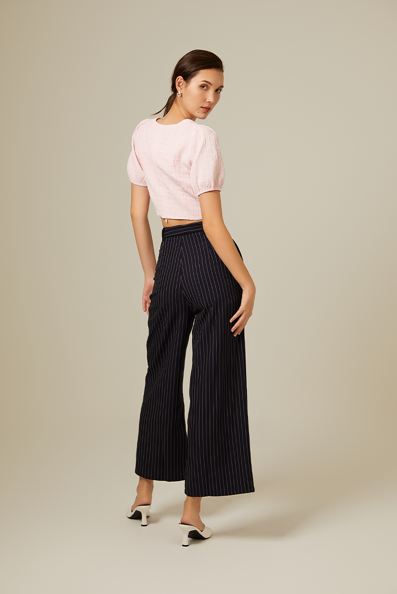 Poris Wide Leg Pants in Navy Blue