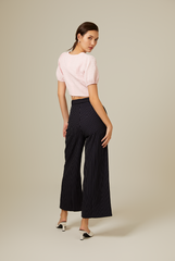 Poris Wide Leg Pants in Navy Blue