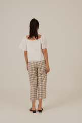 Juno Checkered Crop Pants in Dark Grey