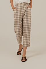 Juno Checkered Crop Pants in Dark Grey