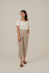 Juno Checkered Crop Pants in Dark Grey