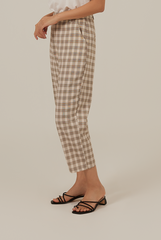 Juno Checkered Crop Pants in Dark Grey