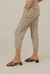 Juno Checkered Crop Pants in Dark Grey