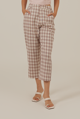 Juno Checkered Crop Pants in Purple