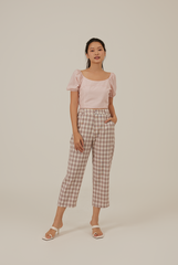 Juno Checkered Crop Pants in Purple