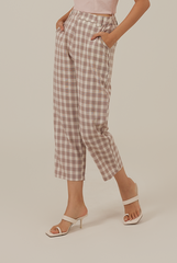 Juno Checkered Crop Pants in Purple