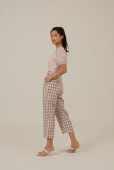 Juno Checkered Crop Pants in Purple