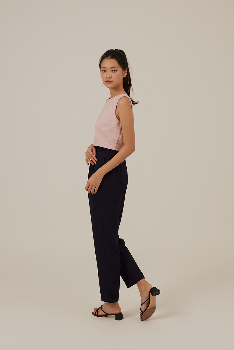 Ronie Cuffed Pants in Navy Blue