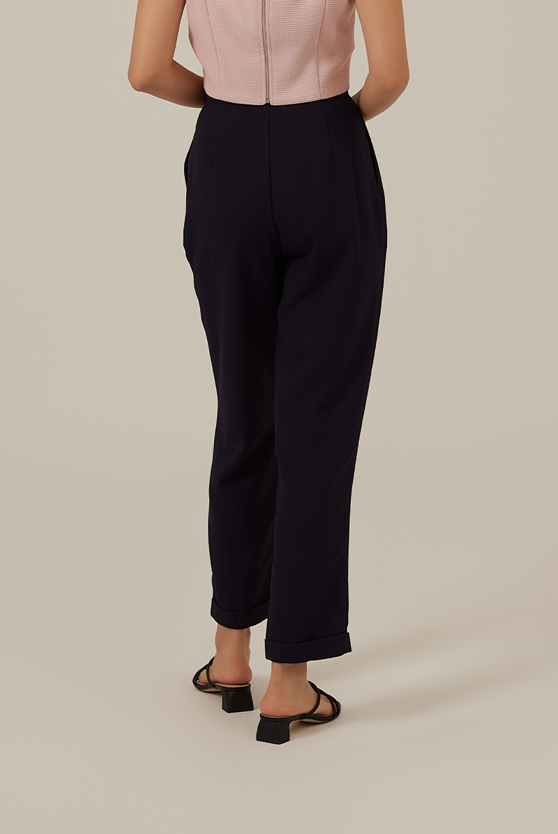 Ronie Cuffed Pants in Navy Blue