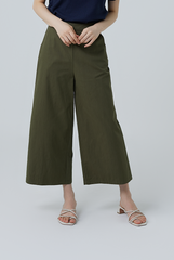Buffy Wide Leg Culottes in Army Green