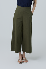 Buffy Wide Leg Culottes in Army Green