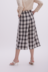 Olena Plaid Culottes in Navy Blue