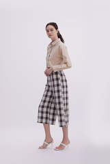 Olena Plaid Culottes in Navy Blue