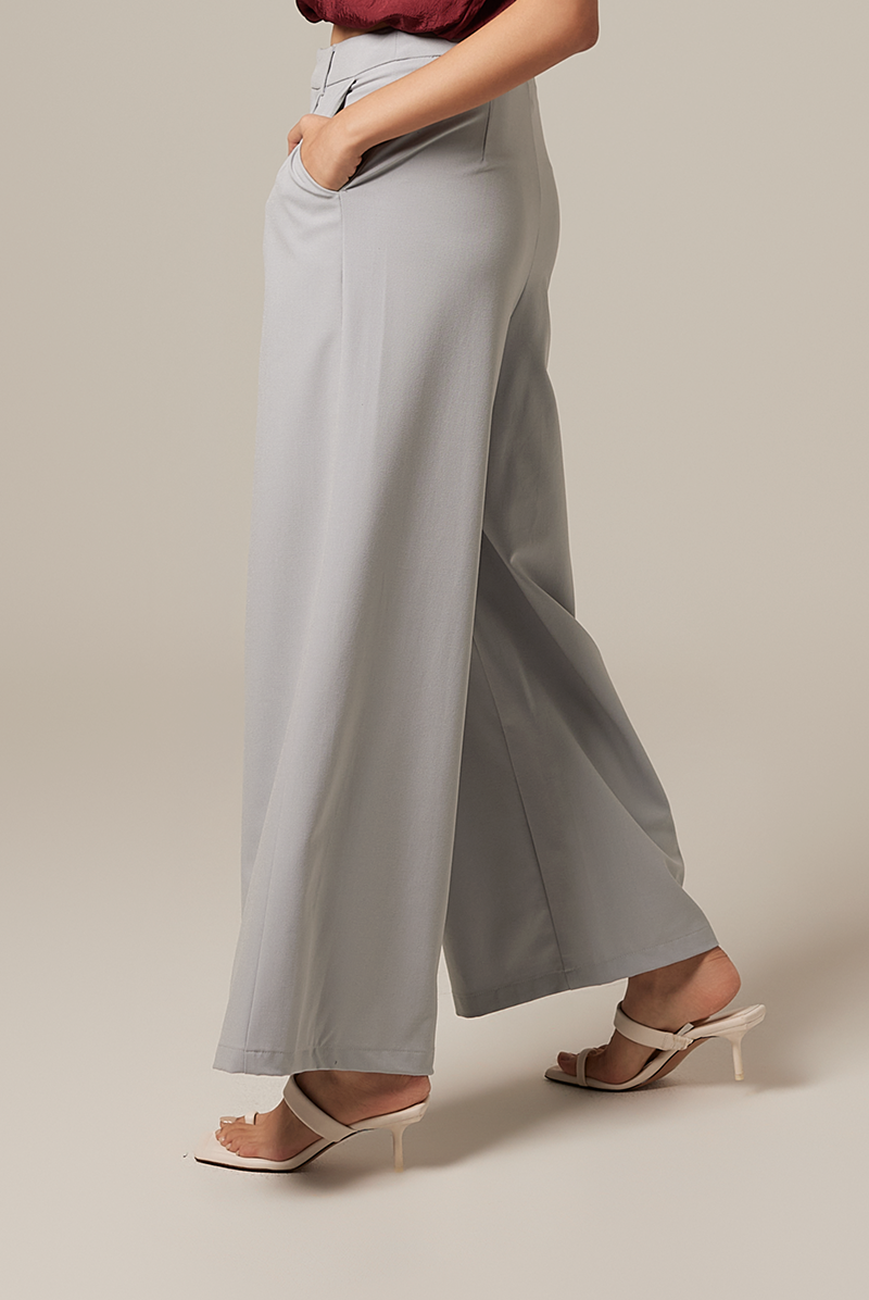 Pavelyn Wide Leg Pants in Dusty Blue
