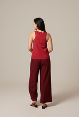 Pavelyn Wide Leg Pants in Maroon