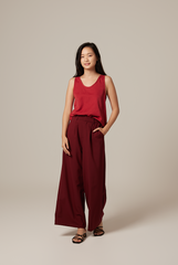 Pavelyn Wide Leg Pants in Maroon