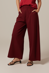Pavelyn Wide Leg Pants in Maroon