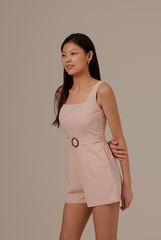 Cora Belted Romper in Blush