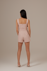 Cora Belted Romper in Blush