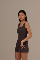 Cora Belted Romper in Charcoal