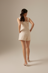 Cora Belted Romper in Sand