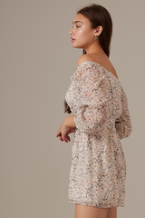 Natalie Floral Puff Sleeve Romper in White