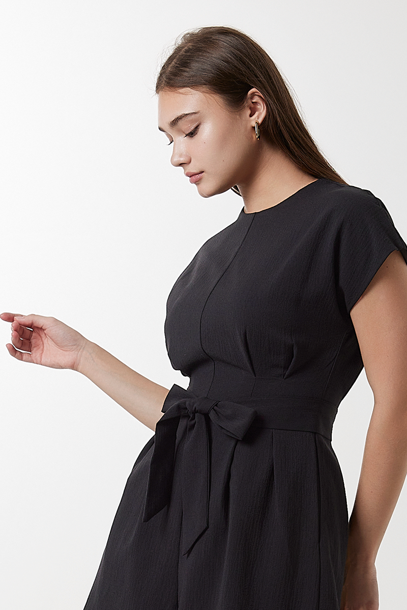 Wency Tie-Front Romper in Black
