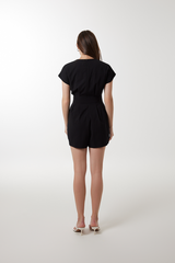Wency Tie-Front Romper in Black