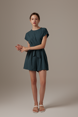 Wency Tie-Front Romper in Emerald
