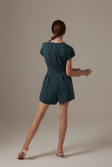 Wency Tie-Front Romper in Emerald