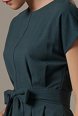 Wency Tie-Front Romper in Emerald