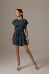 Wency Tie-Front Romper in Emerald